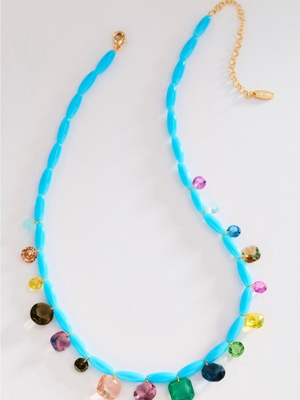 Bright Blue Multi-Gem Drop Necklace - Women's Jewelry